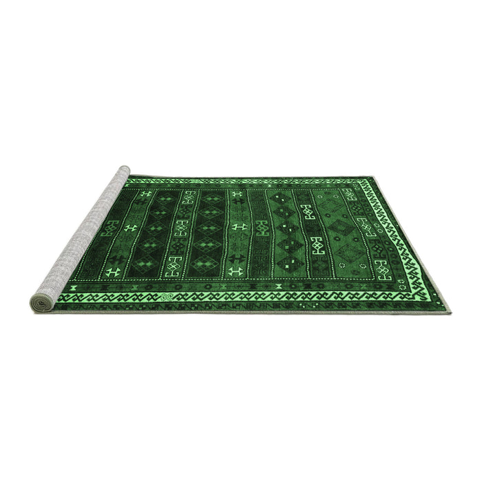 Sideview of Machine Washable Persian Emerald Green Traditional Area Rugs, wshtr662emgrn