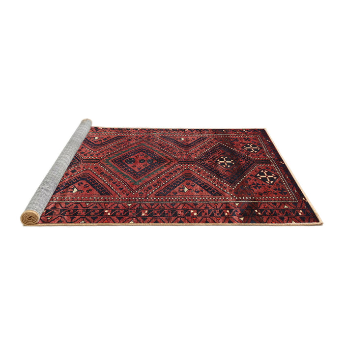 Sideview of Machine Washable Traditional Chestnut Brown Rug, wshtr663