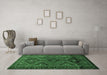 Machine Washable Persian Emerald Green Traditional Area Rugs in a Living Room,, wshtr663emgrn