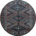 Round Machine Washable Persian Light Blue Traditional Rug, wshtr663lblu