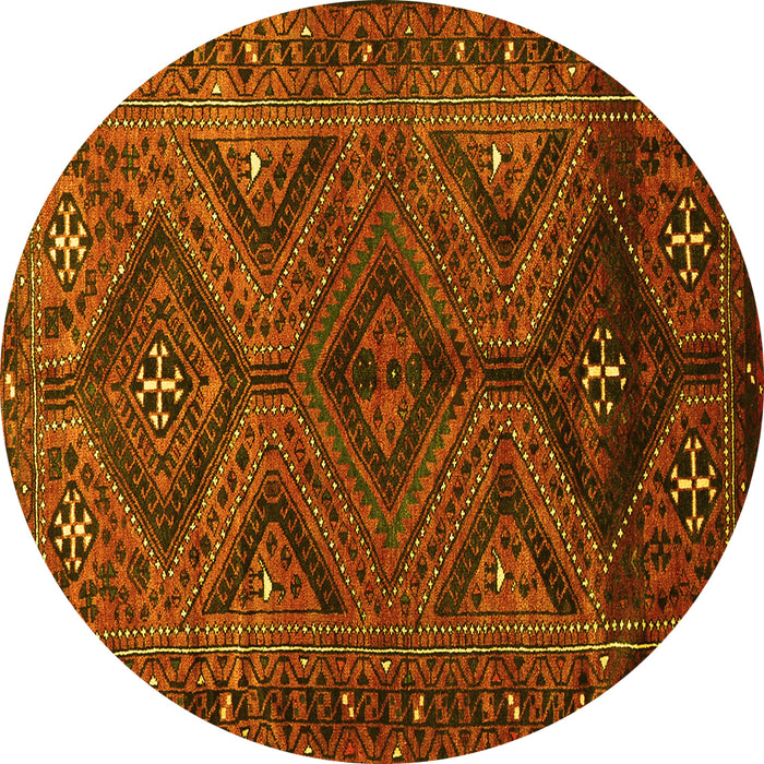 Round Persian Yellow Traditional Rug, tr663yw