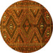 Round Persian Yellow Traditional Rug, tr663yw