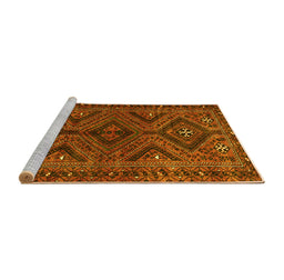 Sideview of Machine Washable Persian Yellow Traditional Rug, wshtr663yw