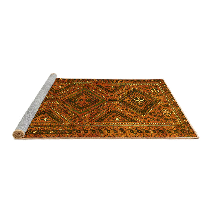 Sideview of Machine Washable Persian Yellow Traditional Rug, wshtr663yw