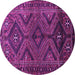 Round Machine Washable Persian Purple Traditional Area Rugs, wshtr663pur