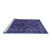 Sideview of Machine Washable Persian Blue Traditional Rug, wshtr663blu