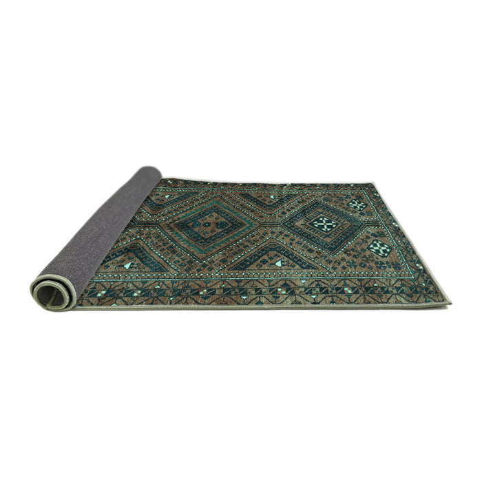 Sideview of Persian Turquoise Traditional Rug, tr663turq