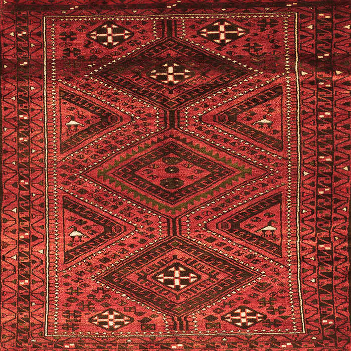 Round Machine Washable Persian Orange Traditional Area Rugs, wshtr663org