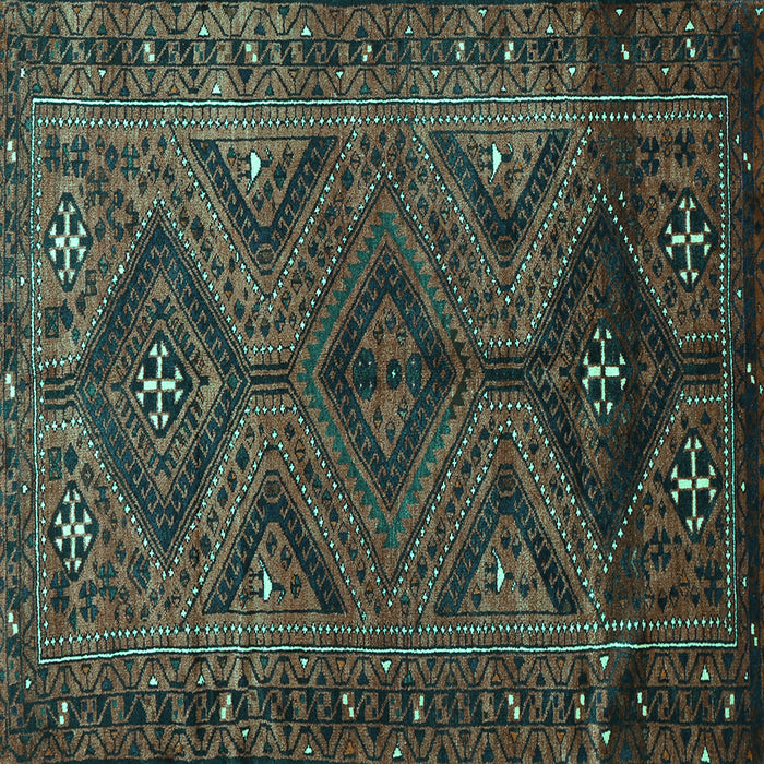 Square Machine Washable Persian Turquoise Traditional Area Rugs, wshtr663turq