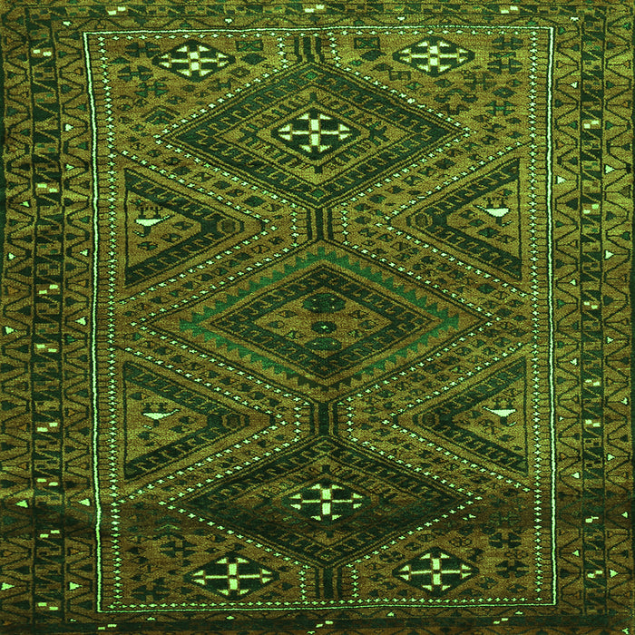 Round Machine Washable Persian Green Traditional Area Rugs, wshtr663grn