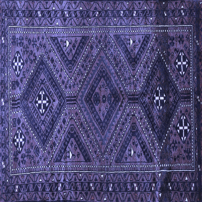 Square Machine Washable Persian Blue Traditional Rug, wshtr663blu