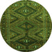 Square Persian Green Traditional Rug, tr663grn