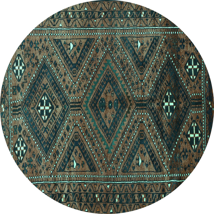 Round Persian Turquoise Traditional Rug, tr663turq