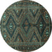 Round Persian Turquoise Traditional Rug, tr663turq