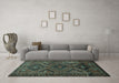 Machine Washable Persian Turquoise Traditional Area Rugs in a Living Room,, wshtr663turq