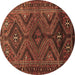 Round Machine Washable Persian Brown Traditional Rug, wshtr663brn