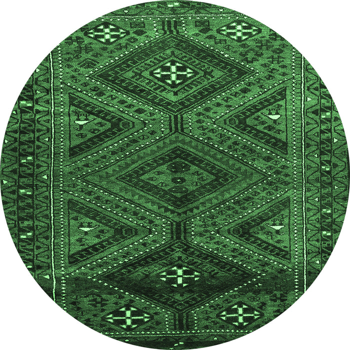 Round Machine Washable Persian Emerald Green Traditional Area Rugs, wshtr663emgrn