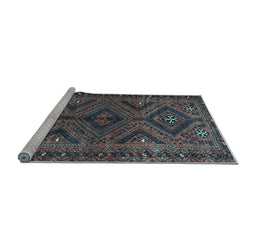 Sideview of Machine Washable Persian Light Blue Traditional Rug, wshtr663lblu