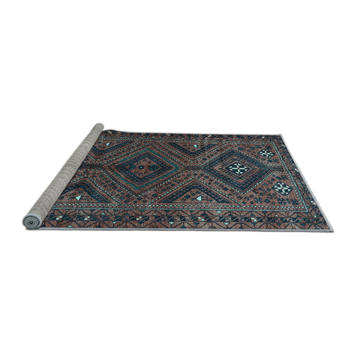 Sideview of Machine Washable Persian Light Blue Traditional Rug, wshtr663lblu