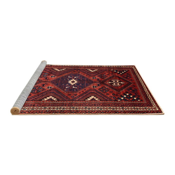 Sideview of Machine Washable Traditional Chestnut Brown Rug, wshtr664