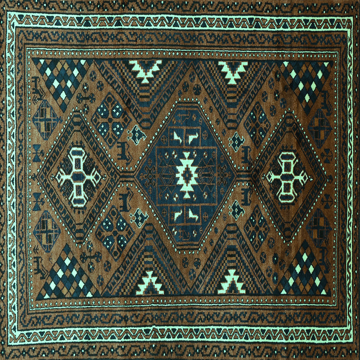 Square Machine Washable Persian Turquoise Traditional Area Rugs, wshtr664turq