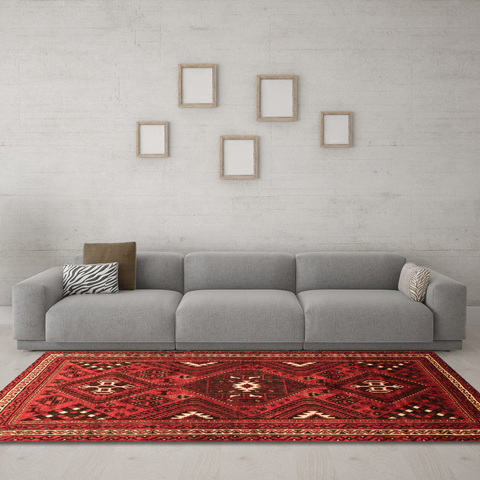 Machine Washable Persian Orange Traditional Area Rugs in a Living Room, wshtr664org