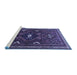 Sideview of Machine Washable Persian Blue Traditional Rug, wshtr664blu