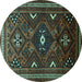 Round Persian Turquoise Traditional Rug, tr664turq