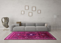 Machine Washable Persian Pink Traditional Rug, wshtr664pnk