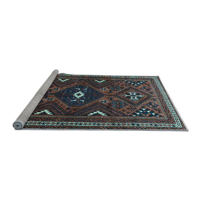 Sideview of Machine Washable Persian Light Blue Traditional Rug, wshtr664lblu