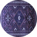 Round Persian Blue Traditional Rug, tr664blu