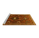 Sideview of Machine Washable Persian Yellow Traditional Rug, wshtr664yw