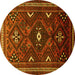 Round Persian Yellow Traditional Rug, tr664yw