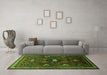 Machine Washable Persian Green Traditional Area Rugs in a Living Room,, wshtr664grn