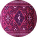 Round Machine Washable Persian Pink Traditional Rug, wshtr664pnk