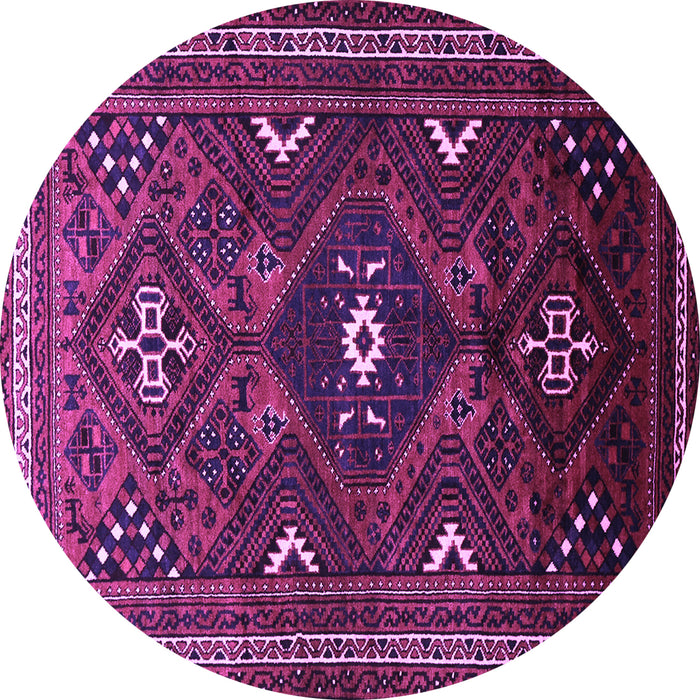 Round Persian Purple Traditional Rug, tr664pur