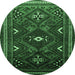 Round Persian Emerald Green Traditional Rug, tr664emgrn
