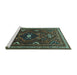 Sideview of Machine Washable Persian Turquoise Traditional Area Rugs, wshtr664turq