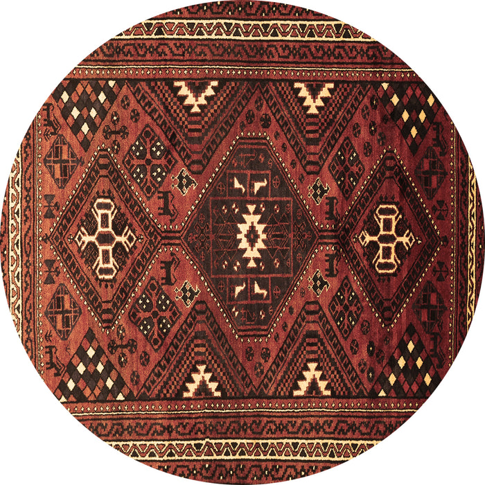 Round Persian Brown Traditional Rug, tr664brn