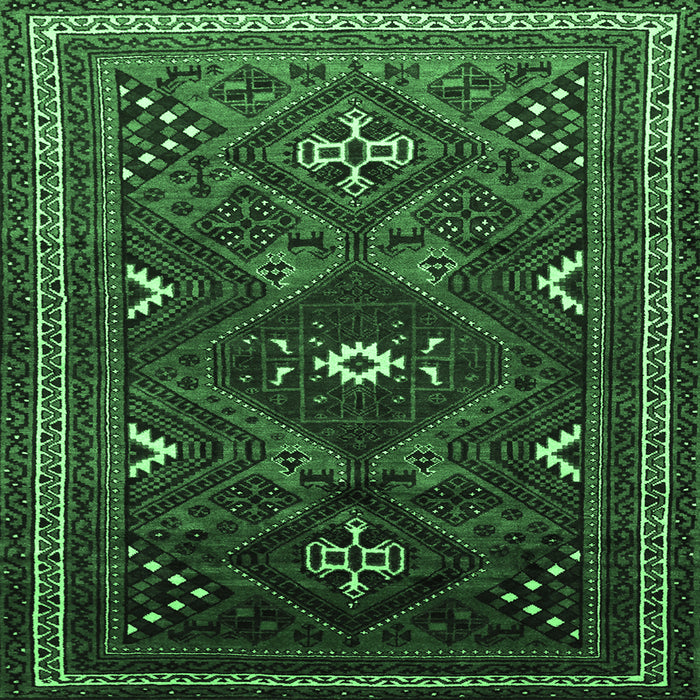 Square Machine Washable Persian Emerald Green Traditional Area Rugs, wshtr664emgrn