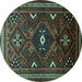 Round Machine Washable Persian Turquoise Traditional Area Rugs, wshtr664turq