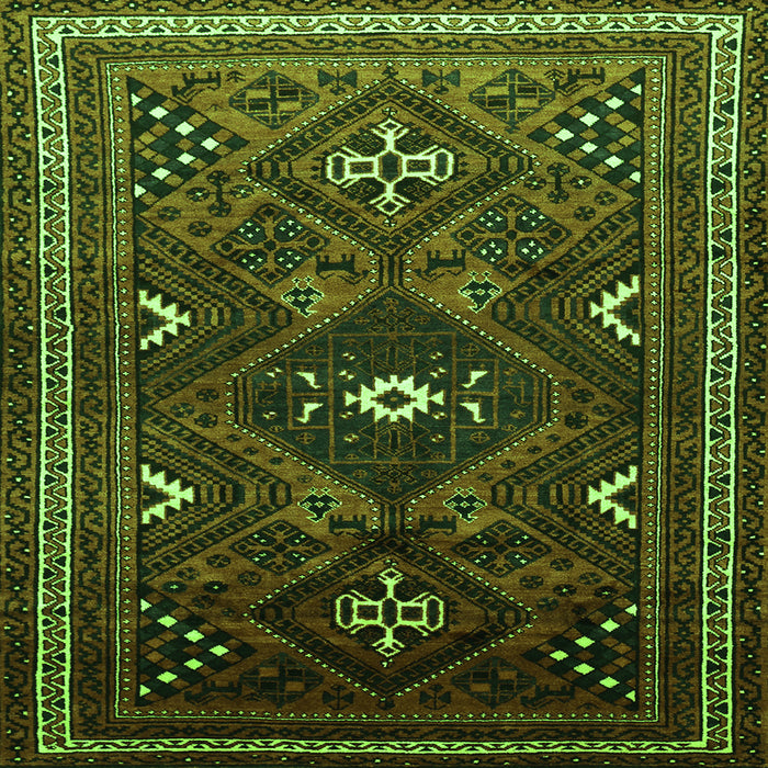 Round Machine Washable Persian Green Traditional Area Rugs, wshtr664grn