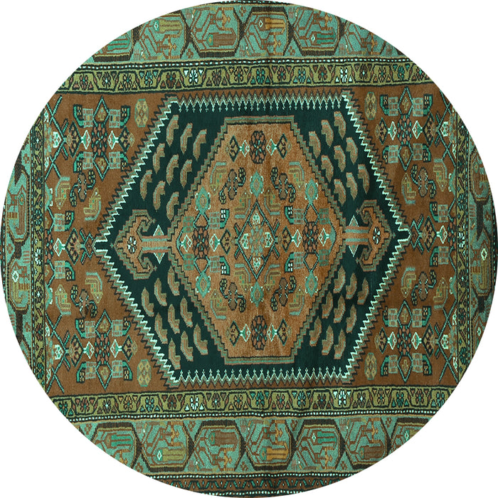 Round Persian Turquoise Traditional Rug, tr665turq