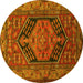 Round Persian Yellow Traditional Rug, tr665yw
