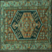 Square Machine Washable Persian Turquoise Traditional Area Rugs, wshtr665turq