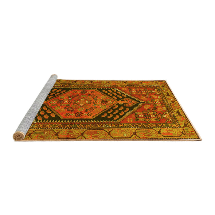 Sideview of Machine Washable Persian Yellow Traditional Rug, wshtr665yw