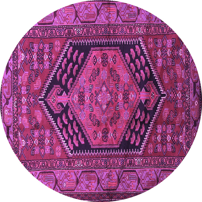 Round Persian Purple Traditional Rug, tr665pur