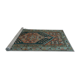 Sideview of Machine Washable Persian Light Blue Traditional Rug, wshtr665lblu
