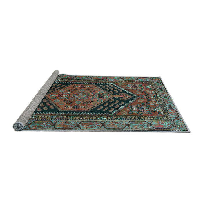 Sideview of Machine Washable Persian Light Blue Traditional Rug, wshtr665lblu