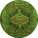 Square Persian Green Traditional Rug, tr665grn